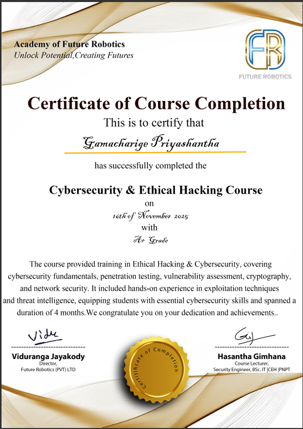 Cybersecurity and Ethical Hacking Certificate